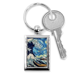 The Great Wave Of Kanagawa Painting Starry Night Vincent Van Gogh Key Chain (rectangle) by danenraven