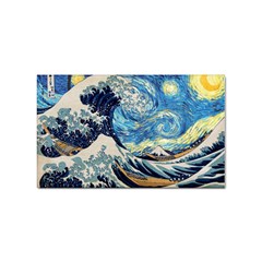 The Great Wave Of Kanagawa Painting Starry Night Vincent Van Gogh Sticker (rectangular) by danenraven