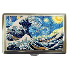 The Great Wave Of Kanagawa Painting Starry Night Vincent Van Gogh Cigarette Money Case by danenraven