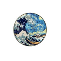 The Great Wave Of Kanagawa Painting Starry Night Vincent Van Gogh Hat Clip Ball Marker (4 Pack) by danenraven