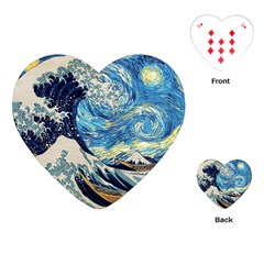 The Great Wave Of Kanagawa Painting Starry Night Vincent Van Gogh Playing Cards Single Design (heart) by danenraven