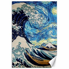 The Great Wave Of Kanagawa Painting Starry Night Vincent Van Gogh Canvas 20  X 30  by danenraven