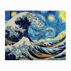 The Great Wave Of Kanagawa Painting Starry Night Vincent Van Gogh Small Glasses Cloth (2 Sides) by danenraven