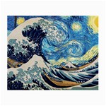 The Great Wave Of Kanagawa Painting Starry Night Vincent Van Gogh Small Glasses Cloth (2 Sides) Front