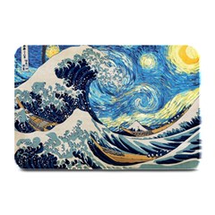 The Great Wave Of Kanagawa Painting Starry Night Vincent Van Gogh Plate Mats by danenraven