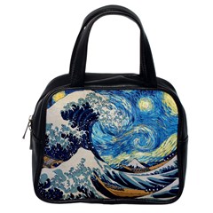 The Great Wave Of Kanagawa Painting Starry Night Vincent Van Gogh Classic Handbag (one Side) by danenraven