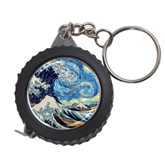 The Great Wave Of Kanagawa Painting Starry Night Vincent Van Gogh Measuring Tape by danenraven