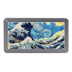 The Great Wave Of Kanagawa Painting Starry Night Vincent Van Gogh Memory Card Reader (mini) by danenraven