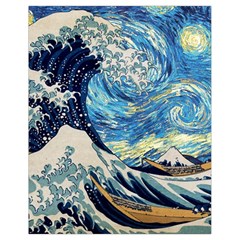 The Great Wave Of Kanagawa Painting Starry Night Vincent Van Gogh Drawstring Bag (small) by danenraven