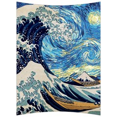 The Great Wave Of Kanagawa Painting Starry Night Vincent Van Gogh Back Support Cushion by danenraven