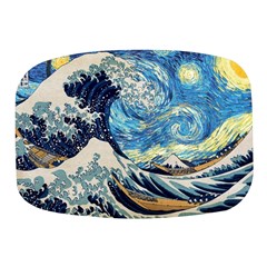 The Great Wave Of Kanagawa Painting Starry Night Vincent Van Gogh Mini Square Pill Box by danenraven