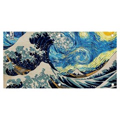 The Great Wave Of Kanagawa Painting Starry Night Vincent Van Gogh Banner And Sign 6  X 3  by danenraven