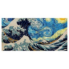 The Great Wave Of Kanagawa Painting Starry Night Vincent Van Gogh Banner And Sign 8  X 4  by danenraven