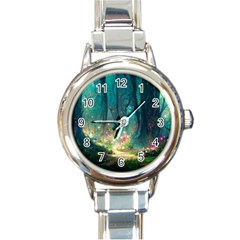 Magical Forest Forest Painting Fantasy Round Italian Charm Watch by danenraven