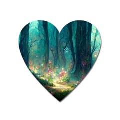 Magical Forest Forest Painting Fantasy Heart Magnet by danenraven