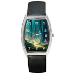 Magical Forest Forest Painting Fantasy Barrel Style Metal Watch Front