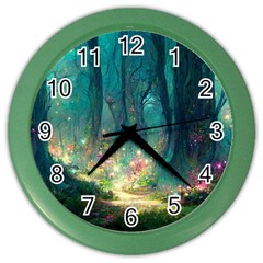 Magical Forest Forest Painting Fantasy Color Wall Clock by danenraven