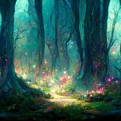 Magical Forest Forest Painting Fantasy Play Mat (rectangle) by danenraven