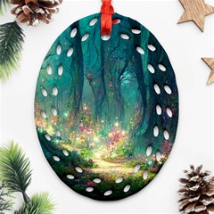 Magical Forest Forest Painting Fantasy Ornament (oval Filigree) by danenraven