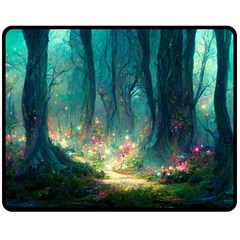 Magical Forest Forest Painting Fantasy Double Sided Fleece Blanket (medium)  by danenraven