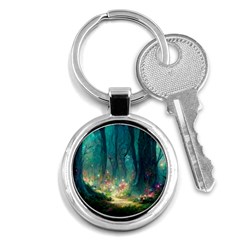 Magical Forest Forest Painting Fantasy Key Chain (round) by danenraven