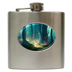 Magical Forest Forest Painting Fantasy Hip Flask (6 Oz) by danenraven