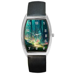 Magical Forest Forest Painting Fantasy Barrel Style Metal Watch by danenraven