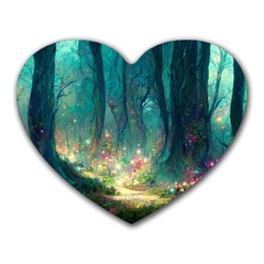 Magical Forest Forest Painting Fantasy Heart Mousepad by danenraven