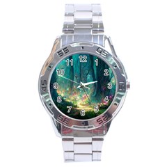 Magical Forest Forest Painting Fantasy Stainless Steel Analogue Watch by danenraven