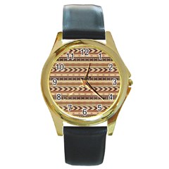 X Mas Texture Pack 4 Round Gold Metal Watch by artworkshop