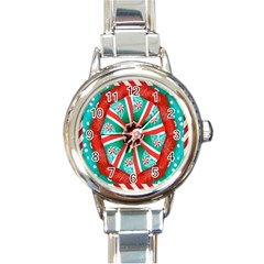 Christmas Kaleidoscope Round Italian Charm Watch by artworkshop