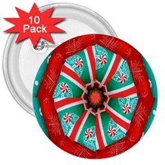 Christmas Kaleidoscope 3  Buttons (10 Pack)  by artworkshop