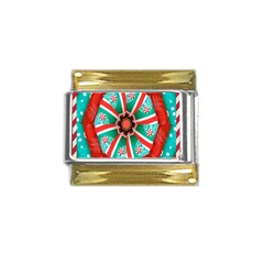 Christmas Kaleidoscope Gold Trim Italian Charm (9mm)