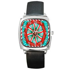 Christmas Kaleidoscope Square Metal Watch by artworkshop