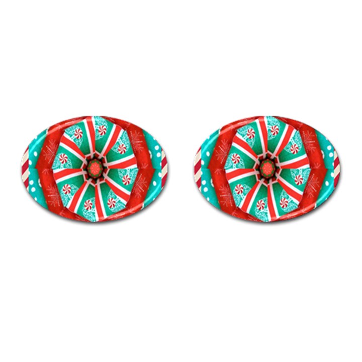 Christmas kaleidoscope Cufflinks (Oval)