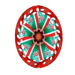 Christmas Kaleidoscope Oval Filigree Ornament (two Sides) by artworkshop