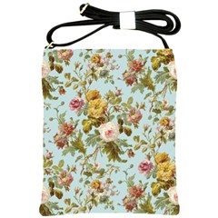 Flowers Vintage Floral Shoulder Sling Bag by artworkshop