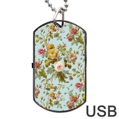 Flowers Vintage Floral Dog Tag Usb Flash (two Sides) by artworkshop