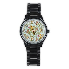 Flowers Vintage Floral Stainless Steel Round Watch by artworkshop