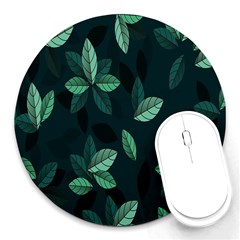 Leaves Pattern Round Mousepad by artworkshop