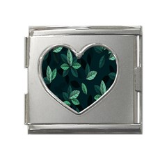 Leaves Pattern Mega Link Heart Italian Charm (18mm)