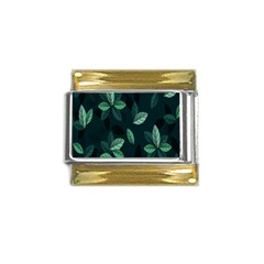 Leaves Pattern Gold Trim Italian Charm (9mm)