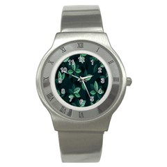 Leaves Pattern Stainless Steel Watch by artworkshop