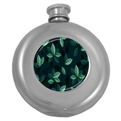 Leaves Pattern Round Hip Flask (5 Oz) by artworkshop