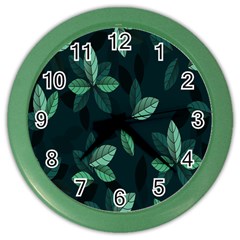 Leaves Pattern Color Wall Clock by artworkshop