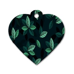 Leaves Pattern Dog Tag Heart (two Sides) by artworkshop