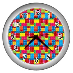 Lego Background Wall Clock (silver) by artworkshop