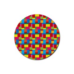 Lego Background Rubber Round Coaster (4 Pack) by artworkshop