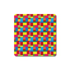 Lego Background Square Magnet by artworkshop