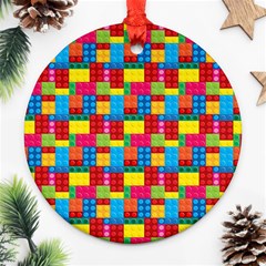 Lego Background Round Ornament (two Sides) by artworkshop